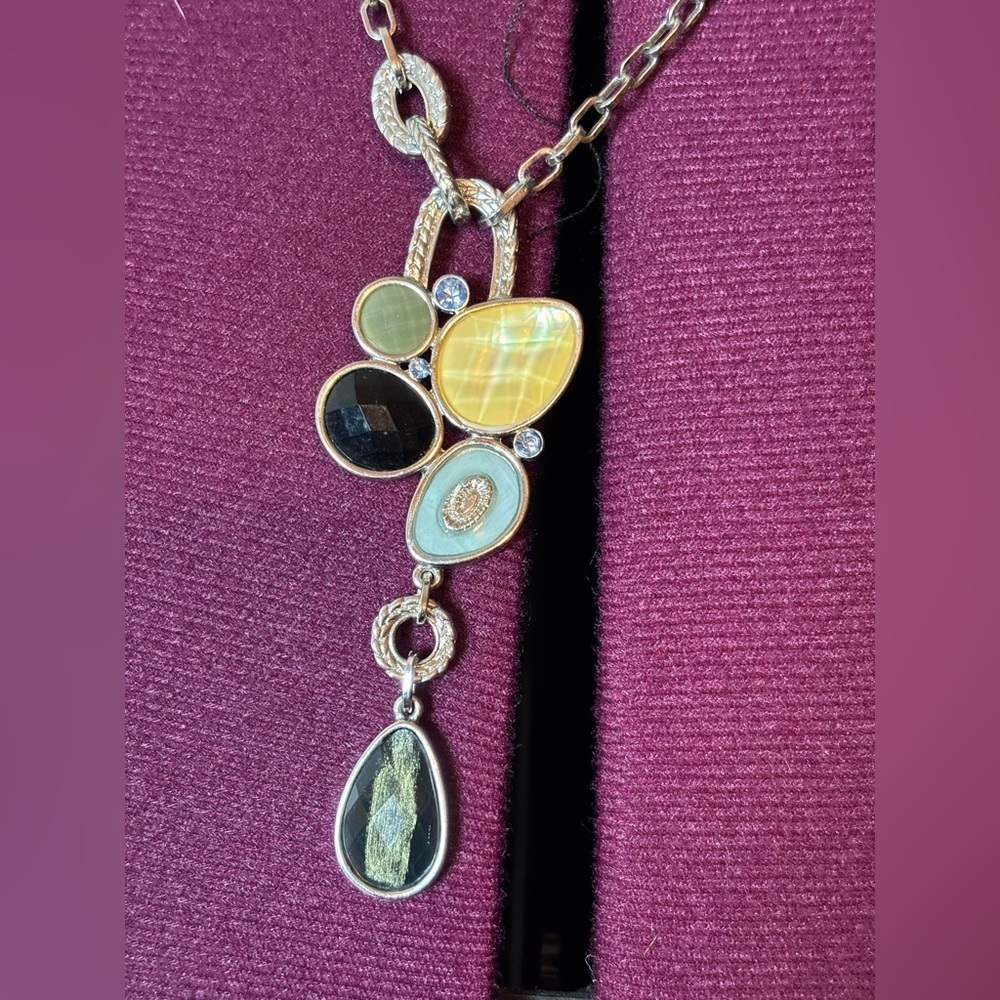 Lia Sophia Silver Necklace With Multi-Stone Necklace